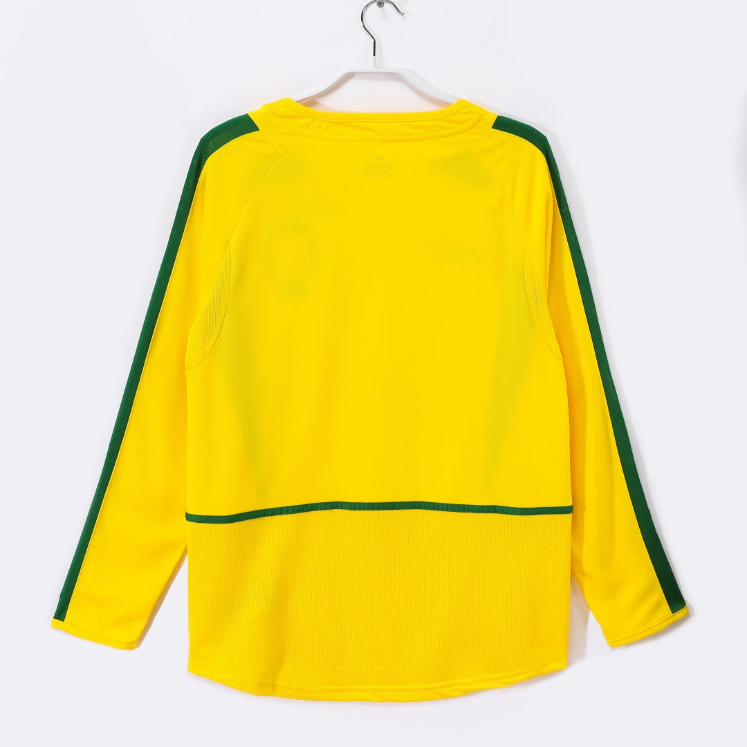 2002 Maillot Brésil Domicile Rétro Manches Longues